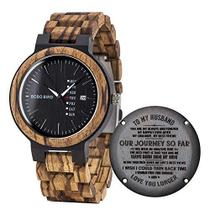 Relógio masculino de madeira com gravação Bird para homens, namorado, marido, como presente personalizado, Natal, aniver