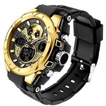 Relógio Masculino de Pulso Display Duplo Caveira SANDA Relógio Digital Esportivo Multifuncional A Prova Dágua