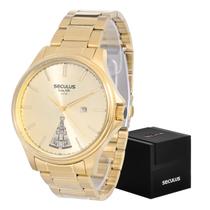 Relógio Masculino de Pulso Seculos Dourado Santos Original Relógio Masculino de Pulso Seculos Dourado Santos Original