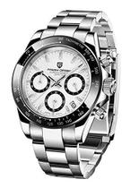 Relógio masculino de quartzo à prova d'água com movimento japonês de aço inoxidável da Pagani Design, Branco