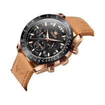 Relógio Masculino De Quartzo Com Pulseira De Couro Marrom, À Prova d'Água, Luminosa, Com Calendário Relógio Masculino De Quartzo Com Pulseira De Couro Marrom, À Prova d'Água, Luminosa, Com Calendário