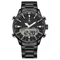 Relógio Masculino de Quartzo Digital Display Duplo Pulseira em Aço inoxidavel Impermeável Relógio Masculino de Quartzo Digital Display Duplo Pulseira em Aço inoxidavel Impermeável