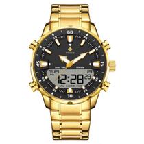 Relógio Masculino de Quartzo Digital Display Duplo Pulseira em Aço inoxidavel Impermeável Relógio Masculino de Quartzo Digital Display Duplo Pulseira em Aço inoxidavel Impermeável