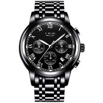Relógio masculino de quartzo fashion masculino com relógios de aço completo, marca LIGE de luxo, à prova d'água, relógio