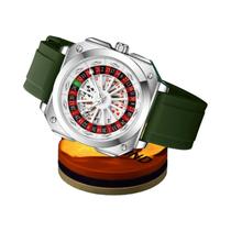 Relógio Masculino De Quartzo Quadrado 42mm VA VA VOOM Prata Preto Silicone Bússola Rotativa Estilo