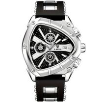 Relógio Masculino Design Criativo Triangulo Pulseira de Borracha Impermeavel 30M