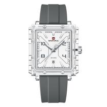 relogio masculino design quadrado luminoso pulseira silicone - Cinza