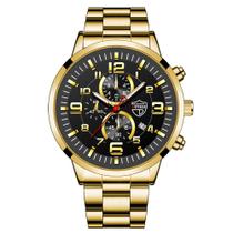 Relógio Masculino Deyros Quartzo Pulseira Aço Dourado