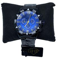 Relógio masculino dhp a prova d água preto c/ azul original