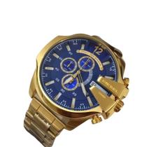 Relógio Masculino Diesel Dourado C/Azul Mega Chief