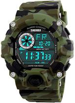 Relógio masculino digital 50M à prova d'água eletrônico esportivo pulseira de borracha militar 24h hora LED 164ft resist