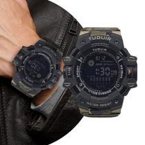 Relogio Masculino Digital de Pulso com Pulseira de Silicone com Resistêcia à Água em 5 ATM Esportivo Militar Tático Camuflado Marrom Tuguir