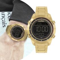 Relógio Masculino Digital de Pulso Dourado com Pulseira e Caixa Aço Inoxidável Luxo Elegante Condor