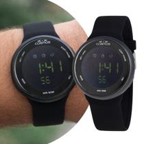 Relógio Masculino Digital de Pulso Preto com Pulseira de Silicone à Prova D Água Esportivo Casual Cosmos