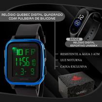 Relógio Masculino Digital DG009 - Preto e Azul + Relógio M4 - QUEBEC