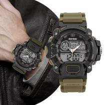 Relógio Masculino Digital e Analógico de Pulso Com Pulseira de Silicone à Prova D Água Shock Tático Militar Verde e Preto Mormaii Relógio Masculino Digital e Analógico de Pulso Com Pulseira de Silicone à Prova D Água Shock Tático Militar Verde e Preto Mormaii