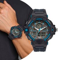 Relógio Masculino Digital e Analógico de Pulso com Pulseira e Caixa na Cor Azul Esportivo Surf Shock à Prova D Água Mormaii Original Relógio Masculino Digital e Analógico de Pulso com Pulseira e Caixa na Cor Azul Esportivo Surf Shock à Prova D Água Mormaii Original