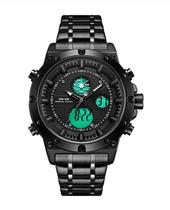 Relógio masculino digital e analógico multifunção preto cinza weide 6906 inox