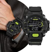 Relógio Masculino Digital Esportivo Preto e Verde de Pulso com Pulseira de Silicone à Prova D Água Surf Shock Tático Militar Mormaii Relógio Masculino Digital Esportivo Preto e Verde de Pulso com Pulseira de Silicone à Prova D Água Surf Shock Tático Militar Mormaii