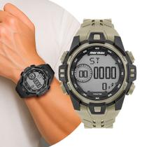 Relógio Masculino Digital Marrom e Preto de Pulso com Pulseira de Silicone à Prova D Água Tático Militar Mormaii