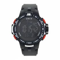 Relógio Masculino Digital Onix IT-379H Resistente à água 5 ATM Caixa em Resina Preto Pulseira de Plástico Visor Acrílico Redondo Fivela Bateria