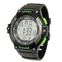 Relógio Masculino Digital Onix IT-3830162 Resistente à água 5 ATM Branco Caixa em Resina Preto Pulseira de Plástico Visor Acrílico Redondo Fivela