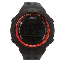 Relógio Masculino Digital Onix IT-396H0183 Resistente à água 5 ATM Preto Caixa em Resina Pulseira de Plástico Visor Acrílico Redondo Fivela Bateria