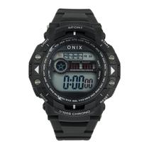 Relógio Masculino Digital Onix IT-8400101 Resistente à água 5 ATM Preto e Branco Caixa em Resina Preto Pulseira de Borracha Visor Acrílico Redondo Relógio Masculino Digital Onix IT-8400101 Resistente à água 5 ATM Preto e Branco Caixa em Resina Preto Pulseira de Borracha Visor Acrílico Redondo
