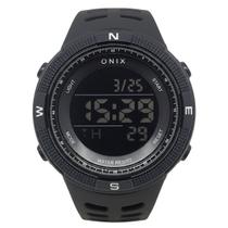 Relógio Masculino Digital Onix OX102 Resistente à água 5 ATM Preto Caixa em Resina Pulseira de Borracha Visor Acrílico Redondo Fivela Bateria Relógio Masculino Digital Onix OX102 Resistente à água 5 ATM Preto Caixa em Resina Pulseira de Borracha Visor Acrílico Redondo Fivela Bateria