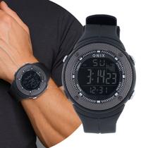Relógio Masculino Digital Preto de Pulso com Pulseira de Silicone à Prova D Água Casual Onix Relógio Masculino Digital Preto de Pulso com Pulseira de Silicone à Prova D Água Casual Onix