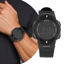 Relógio Masculino Digital Preto de Pulso com Pulseira de Silicone à Prova D Água Esportivo Causal Onix