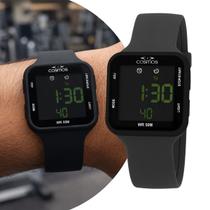 Relógio Masculino Digital Preto de Pulso Quadrado com Pulseira de Silicone à Prova D Água Esportivo Casual Cosmos