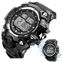 Relogio masculino digital silicone preto prova dagua alarme resistente presente cronometro esportivo