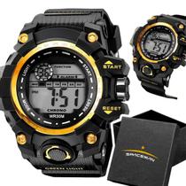 Relogio Masculino Digital Silicone Preto Prova Dagua cronometro original alarme robusto grande resistente esportivo