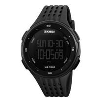 Relógio Masculino Digital Skmei 1219 Resistente à água 5 ATM Caixa em Resina Preto Pulseira de Plástico Visor Acrílico Redondo Fivela Bateria