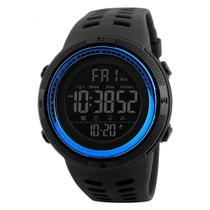 Relógio Masculino Digital Skmei 1251 Resistente à água 5 ATM Caixa em Resina Preto Pulseira de Borracha Visor Acrílico Redondo Fivela Bateria