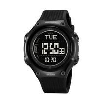 Relógio Masculino Digital Skmei 2161 Resistente à água 5 ATM Preto Caixa em Resina Pulseira de Borracha Visor Acrílico Redondo Fivela Esportivo