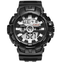 Relógio Masculino Digital Smael 1532 Resistente à água 5 ATM Caixa em Resina Preto Pulseira de Borracha Visor Acrílico Redondo Fivela Esportivo Relógio Masculino Digital Smael 1532 Resistente à água 5 ATM Caixa em Resina Preto Pulseira de Borracha Visor Acrílico Redondo Fivela Esportivo