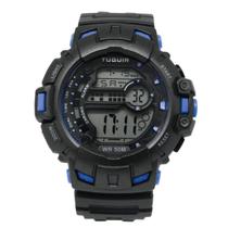 Relógio Masculino Digital Tuguir TG30450 Resistente à água 5 ATM Preto Caixa em Resina Pulseira de Plástico Visor Acrílico Redondo Fivela Bateria