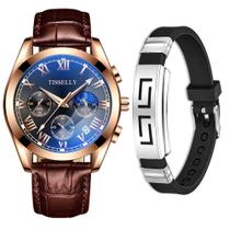 Relógio Masculino Dourado Analógico Funcional + Pulseira