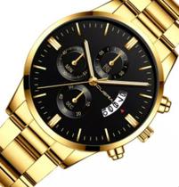 Relógio Masculino Dourado Black Motion Aço Inox Relógio Masculino Dourado Black Motion Aço Inox