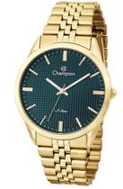 Relógio Masculino Dourado Champion Quartz caixa S Line Fundo Verde