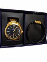 Relógio masculino dourado condor speed com pulseira analógico social inox