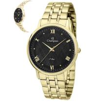 Relógio Masculino Dourado Fundo Preto Champion S-Line QTZ Relógio Masculino Dourado Fundo Preto Champion S-Line QTZ