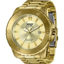 Relógio Masculino Dourado Grande Com Data X-Watch