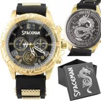 relogio masculino dourado grande original aço inox + caixa presente casual silicone analogico social dragão pesado relogio masculino dourado grande original aço inox + caixa presente casual silicone analogico social dragão pesado