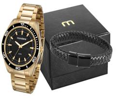 Relógio Masculino Dourado Mondaine Original com pulseira preta
