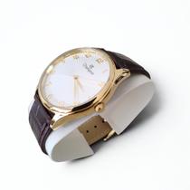 Relógio masculino dourado original 42mm pulseira de couro CN20551S Champion