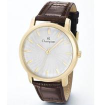 Relógio masculino dourado pulseira e couro CN20631B Champion