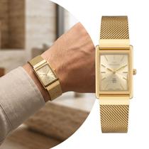 Relógio Masculino Dourado Quadrado Slim Technos Classic Relógio Masculino Dourado Quadrado Slim Technos Classic